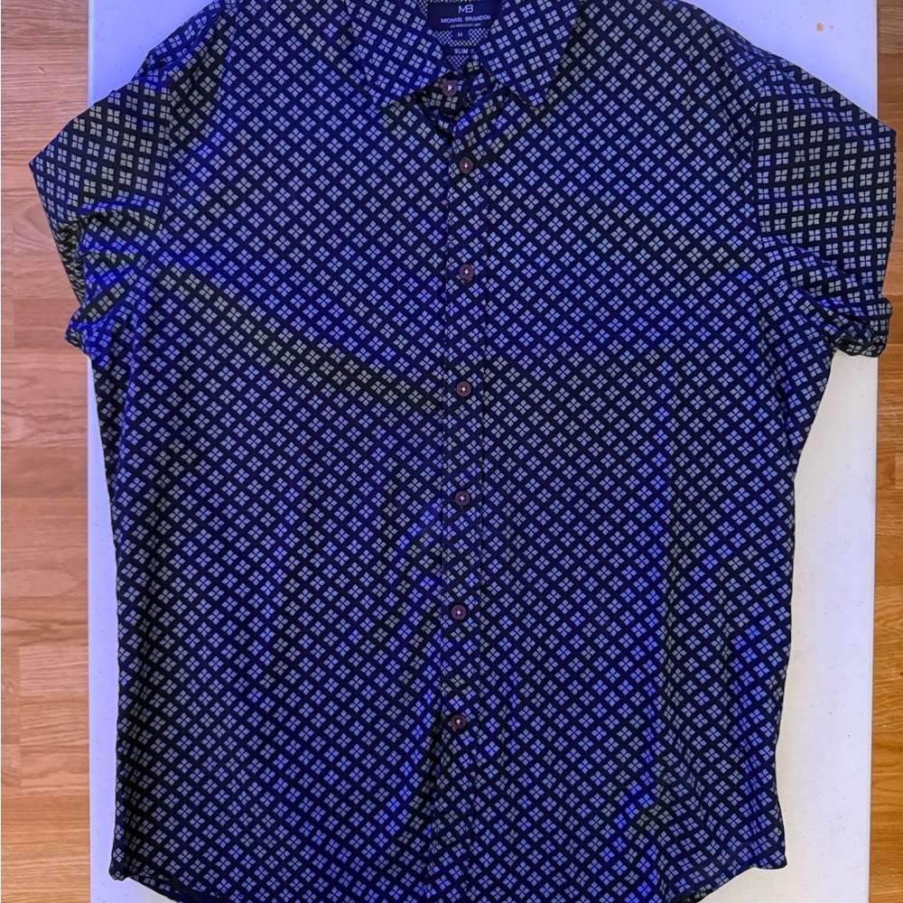 Men's Blue long sleeve Patterned Shirt